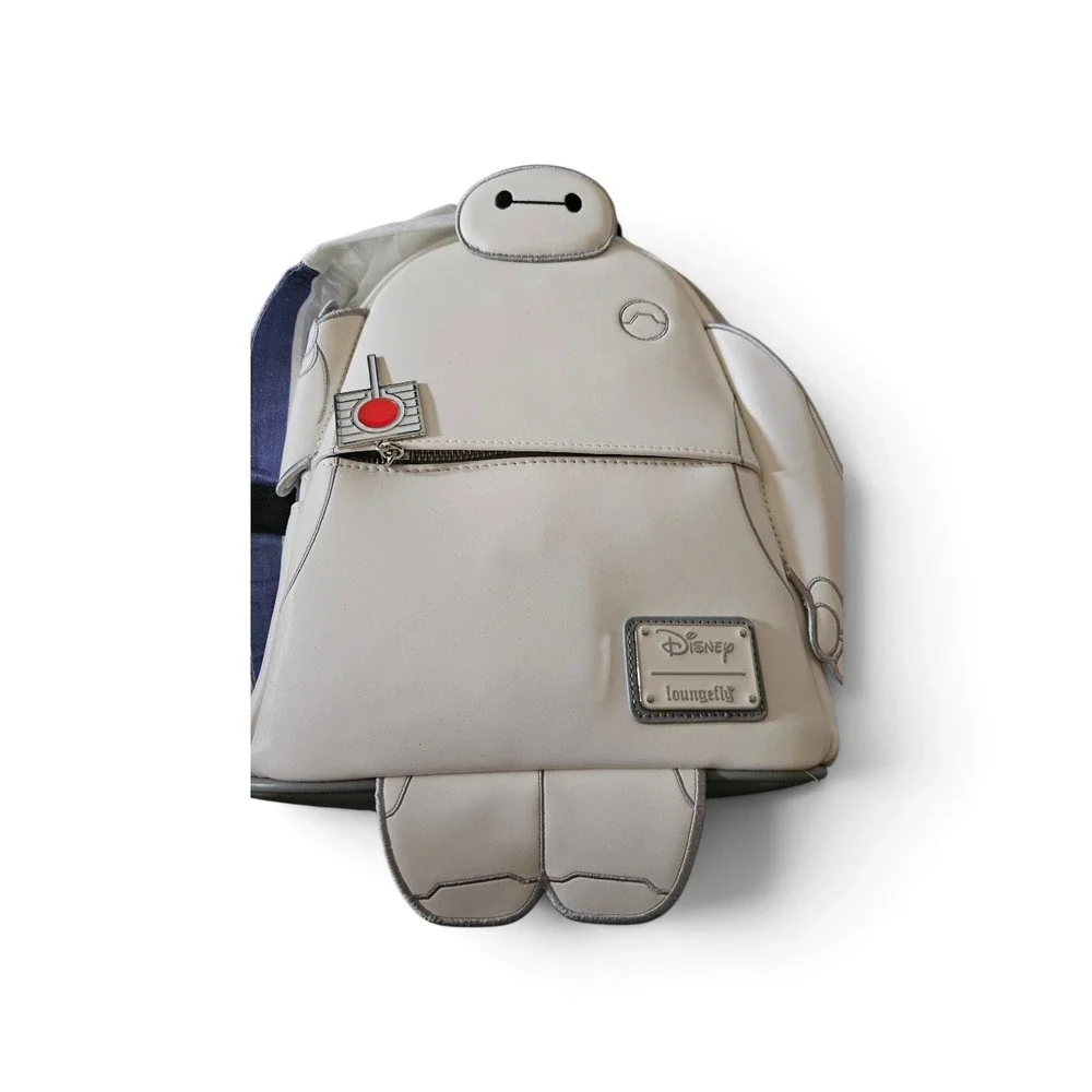 Disney Loungefly Big Hero 6 Baymax Cosplay Mini Backpack White Lollipop Charm
